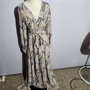 indigo rose paisley long sleeve maxi dress size large